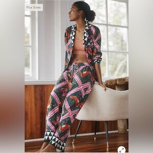 Anthropologie Corinne Lent Tigress Flannel Pajama Set Women Small Tiger Boho Med